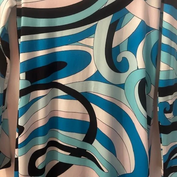 Michael Kors Abstract Geometric Retro Print Shades of Blue Stretch MiniDress NWT - Picture 15 of 16